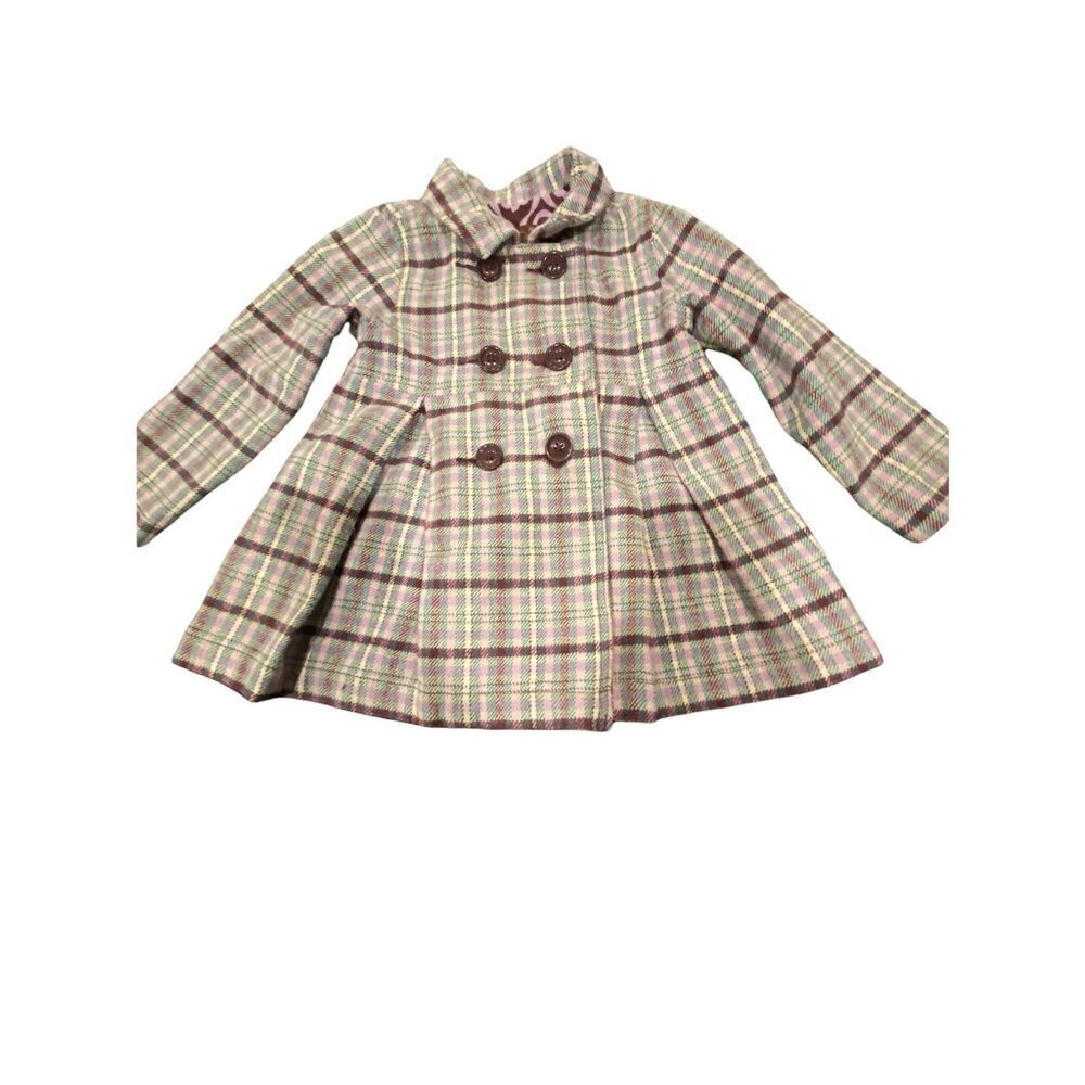 Old Navy Double Breasted Lined Peacoat Plaid 4T - Picture 8 of 11